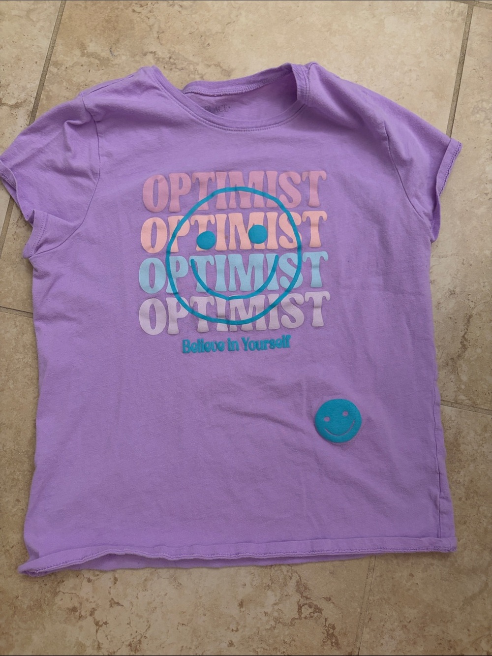 4/$12 Childrens Place Purple 'Optimist' Graphic Tee - Believe in Yourself